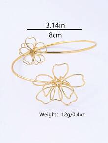 1pc Fashionable Hollow Flower Arm Cuff For Women - Golden - View 6