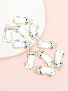 10pcs Q-Version Cat Styling Drip Oil Alloy Charms - Cute Meow People Series Accessories, Kawaii Necklace Earrings Keychain And More Creative Chain Ornaments DIY 9 Styles Pet Kitten Pendants - Perfect Gifts Souvenirs For Cat Lovers