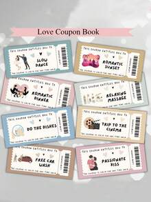 Valentine's Day Couple Discount Coupons And Stamps, Boyfriend Coupon Book, Boyfriend Valentine's Day Gift Coupon Book, Birthday Anniversary Discount Coupons, Birthday Gift, Valentine's Day Gift - Multicolor - View 2