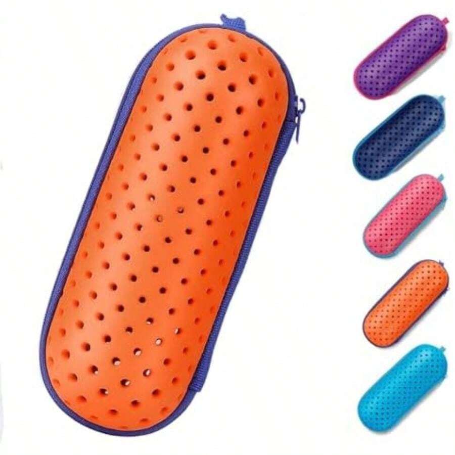Estuche para Gafas de Natación, Swim Case For Swimming Goggles, Sunglasses con Cremallera, Liviano y Transpirable, Accesorio de Natación, para Playa y Piscina(Naranja) - Multicolor - Ver 1