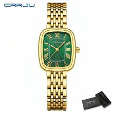 CRRJU Women Watch Luxury Fashion Quartz Rectangle Dial Waterproof Stainless Steel With Date Lady Gift - Multicolor - View 14
