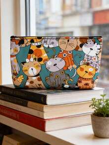 Animal Printed Large Capacity Makeup Bag, Easy To Store, Suitable For Home And Travel, Cosmetic Storage Bag, Toiletries Bag, Square Handheld Travel Makeup And Toiletries Bag, Large Capacity Portable Cosmetics Box,Multiple Compartments - Portable Makeup Case Suitable