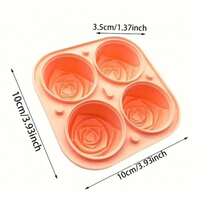 (Limited Time Offer) 1pc Baking Mold, Cake/Chocolate/Jelly/Pudding Mold With 4 Cavities, Rose Flower Ice Cube Tray With Lid, Silicone Ice Cube Tray, Suitable For Birthday Party, Gifts, Beverages, Coffee, Cocktails, Whiskey, Handmade Soap. Ice Cube Tray Can Make Soft Ice Cubes. - Multicolor - View 13