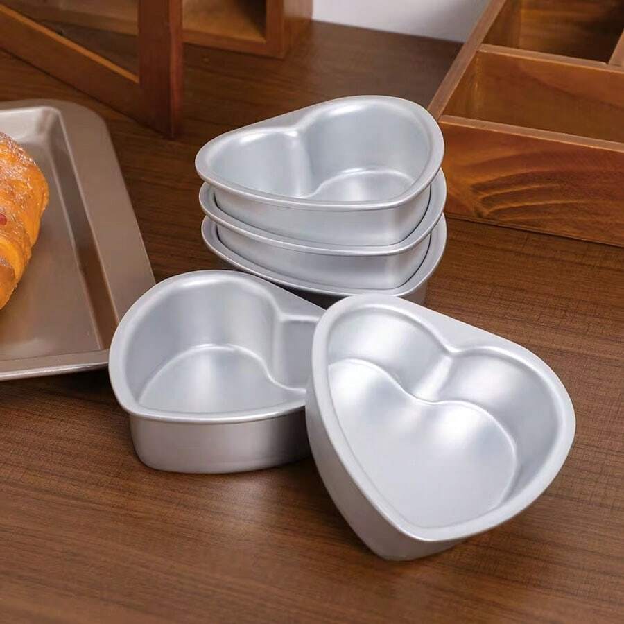 3pcs 3-Inch Non-Stick Zinc Alloy Heart Shaped Cake Molds, Suitable For Valentine's Day, Restaurants, Weddings, Homemade Mousse Cake Baking Tool - Multicolor - View 1
