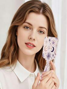 1pc Boho Style Star & Moon Series Air Cushion Comb, Featuring Intricate Bohemian Crescent Moon, Star, Cosmic Pattern Design, Made Of PC+TPU Material, Smooth Combing For Hair Care & Styling - Multicolor - View 5