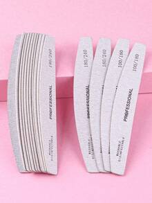 100pcs/50pcs/25pcs/10pcs/1pc Grey Thin Wooden Nail File - 100/180 Grit Nail Care Manicure Set, Double-Sided Nail File, Washable Nail File, Reusable Nail Buffer Block, Suitable For Natural Nails And Acrylic Nails, Home And Salon Use - Light Grey - View 3