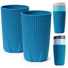 YQL 2-Pack Silicone Water Bottle Boot For  20oz SmoothSip Slider Tumbler – Half-Wrap Protective Cup Sleeve, Anti-Slip Silicone Base For Travel Mug, Reusable & Dishwasher  (Blue) - 藍色 - 查看 2