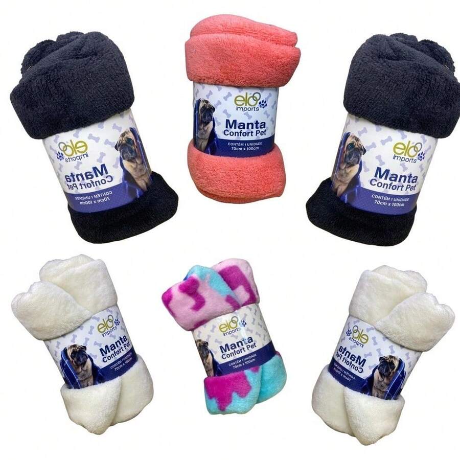 Cobertor Pet Mantinha para Cachorro Gato Manta Microfibra Lavável 100x90cm Grande Sortido - Multicolorido - Visão 1