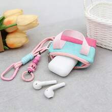 多巴胺粉色迷你手持收纳包 - 多功能耳机盒、线缆保护套、零钱包和卡包 - 彩色 - 查看 5