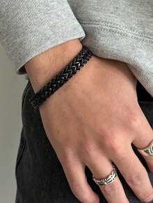 1pc Fashionable Punk Style Men's Chain Bracelet, Casual Minimalist Thick Metal Chain Magnetic Bracelet, Holiday Gift