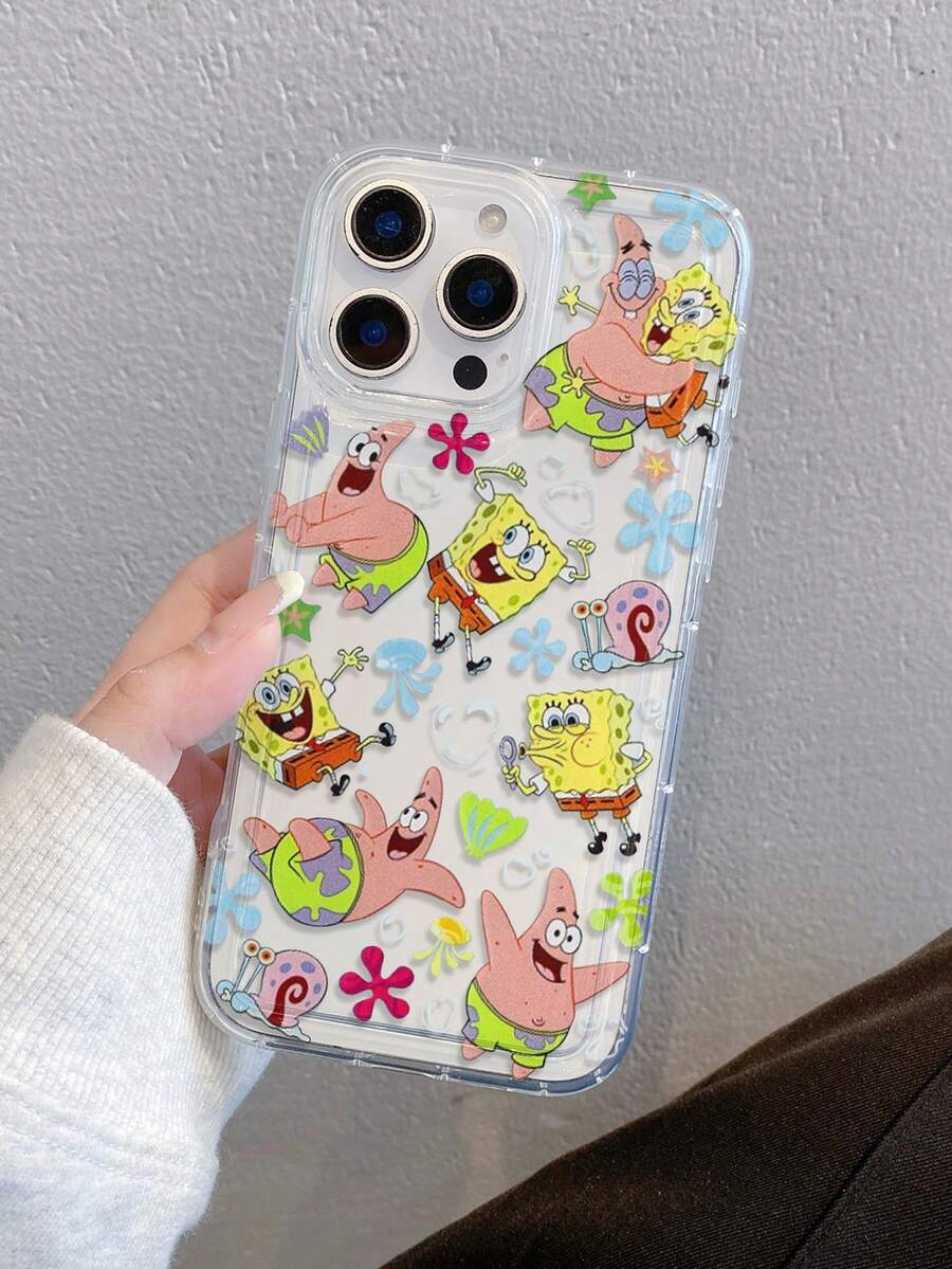 SPONGEBOB 1 pieza Funda de teléfono a prueba de golpes con estampado de caricatura de medusa y Bob Esponja, compatible con Samsung/Apple 17/16/15/14/13/12/11 Pro Max/12 Pro/14 Plus y otros modelos - Multicolor - Ver 1