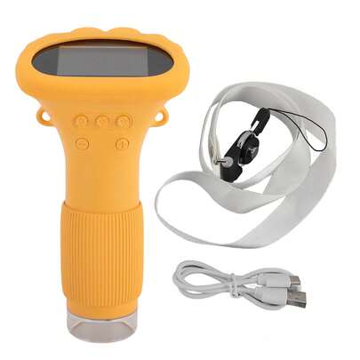 Przenośna cyfrowa kamera mikroskopowa 1000X z 2,0-calowym kolorowym ekranem IPS i 8 diodami LED, zabawka edukacyjna dla dzieci i dorosłych (żółta)