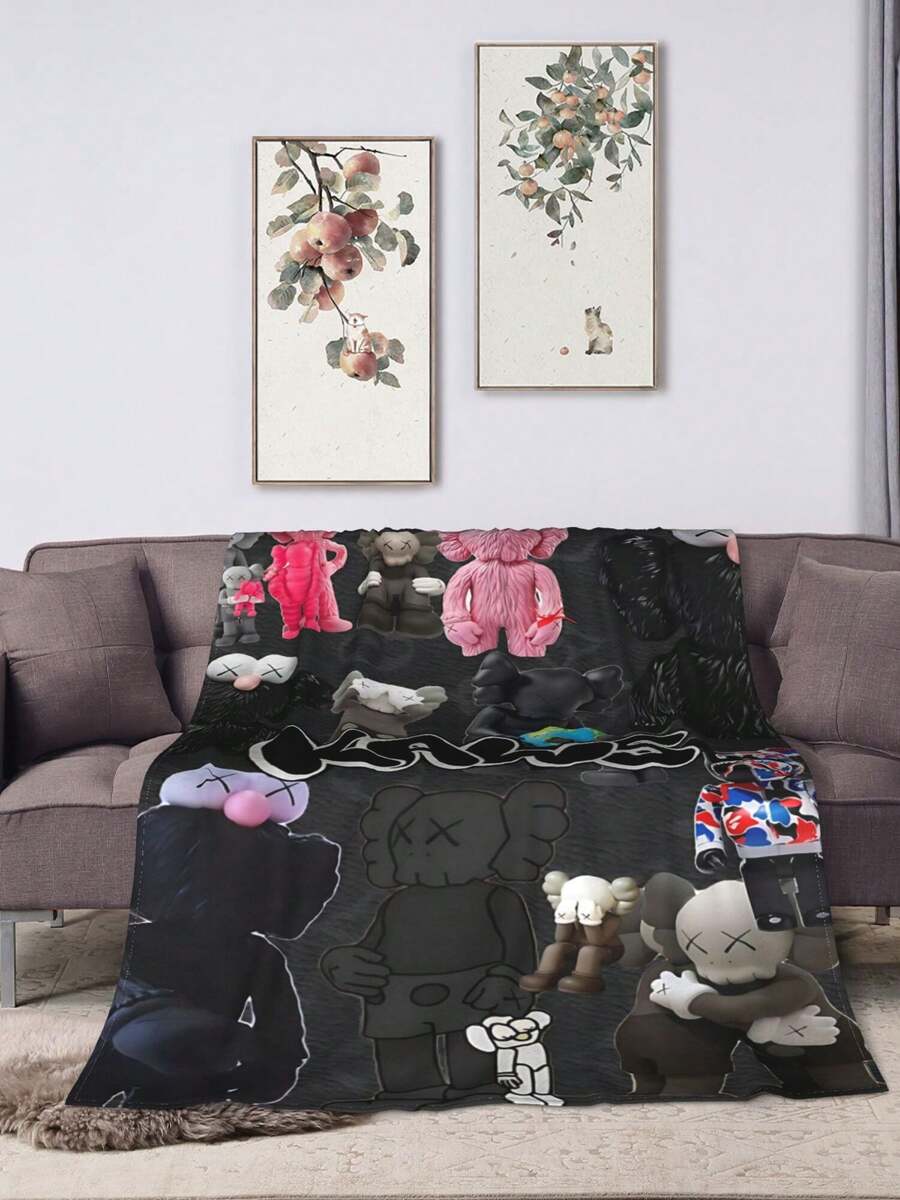 Kawss Kawaii Kaw Blanket Super Soft Flannel Blanket Lightweight Warm And Comfortable Blanket Adult Gifts For All Seasons No Linting, Machine Washable - 黑色 - 查看 1