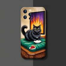 1PC Phone Case ,  Black Cat With Sunglasses And Cake , Stylish Phone Case, Phone Decoration, All-around Lens Protection, Creative Small Gift, Funny Gift for Boys and Girls - ブラック - チェックする 3