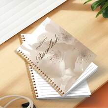 1pc Spiral Notebooks-Grey Minimalist 3, Strong Twin-Wire Binding, High-Quality Paper, Lay-Flat 360° Design, Cute & Stylish For Writing And Notes 5.5*8.3in With 50 Pages - A5 - View 4