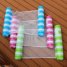 Inflatable Striped Hammock, Casual Mesh Lounger, Backrest Floating Bed, Foldable Floating Device, Includes Air Pump, Random Color