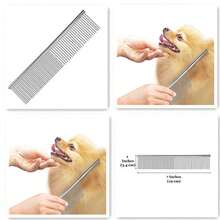 CoCoo Pet Grooming Comb, Stainless Steel Teeth, Detangling And Loose Fur Brush, Encourages Hair And Skin Follicles, Perfect For Small & Medium Cats And Dogs (Small (7.5" X 1.3")) - 銀色 - 查看 8