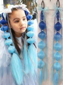 24inch Ponytail Extension Ombre Lantern Bubble Ponytail Twist Braid With Elastic Band For Girls Kids Hair 2PCS - Two-Tone - View 6