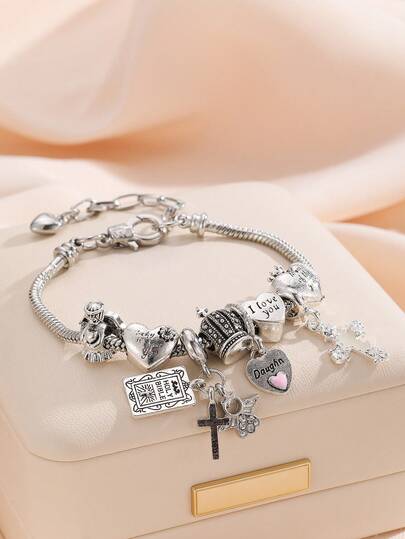 1条Y2K风格手链，1条复古街头风十字架手链，1条十字架爱心手链