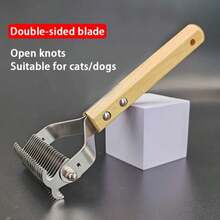 2-In-1 Dog Grooming Tool - Dematting Comb & Deshedding Brush For Long & Medium Hair - Stainless Steel, Ergonomic Wooden Handle - Removes Tangles, Loose Fur & Undercoat, Gentle, Cats - Pet Comb - View 2