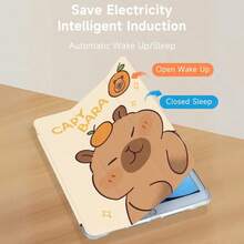 Cute Mink Leather TPU Shockproof Tablet Protective Case With Pencil Slot, Cartoon Teddy Bear Design, Full Coverage Soft Shell For IPad