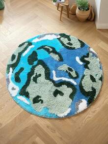 Chic Black & White Circular Rug, Minimalist Design For Living Room & Bedroom, Thick Non-Slip Carpet, Plush Swivel Chair Mat, Plush Earth - Multicolor - View 1