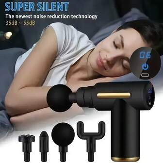 Bärbar muskelmassagepistol, lämplig för helkroppsmassage, utrustad med LED-pekskärm, hastighetsjustering, laddningsbar och 4 utbytbara massagehuvuden. Fascia Gun - Muskelmassagestol - Professionell terapeutisk multifunktionell mini elektrisk handhållen hammare, lämplig för slagmassage på axlar, nacke, midja, rygg och andra områden. En unik och cool present som passar både män och kvinnor, ett perfekt val för presentset.