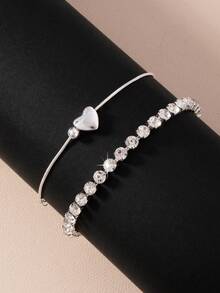 2件套时尚假日休闲沙滩不锈钢心形水钻脚链配饰 - 多元素7 - 查看 4