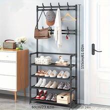 4-5层不锈钢鞋架 - 节省空间，易于组装，专为玄关和卧室设计，简约独立式鞋柜 | 现代鞋履收纳架 | 结构坚固，多功能挂钩，是家庭、客厅和宿舍的理想收纳方案，拥有充足的储物空间 - 彩色 - 查看 7