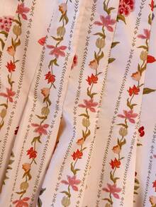 Women's New Elegant Casual Commute Daily Ditsy Floral Pleated Long Skirt - Pleated, Ditsy Floral, Long Length, Contrast Binding Hem, Thin Stiff Woven Skirt Summer - Pale Yellow - View 8