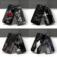 Funda de Teléfono Negra Cruzada de Sigilismo Cibernético Coqueta Gótica Compatible con iPhone 17 16 15 14 13 12 11 Ais/Pro/Max/Plus - z3 - Ver 1