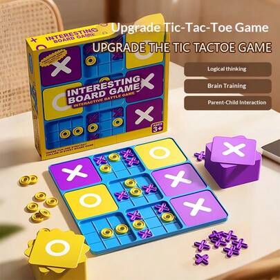 新款9格XO井字棋棋盘游戏，逻辑训练桌面游戏，节日、圣诞节、生日礼物