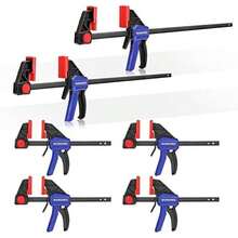 WORKPRO Bar Clamps For Woodworking, 6-Pack One-Handed Clamp/Spreader, 6-Inch (4) And 12-Inch (2) Wood Clamps Set, Light-Duty Quick-Change F Clamp With 150 Lbs Load Limit Blue - White - View 1
