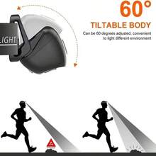 1个带运动传感器的可充电LED头灯，防水，适用于户外露营、钓鱼、跑步、家庭应急照明 - 彩色 - 查看 5