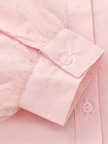 Balabala Tween Girl Shirt Style Mesh Patchwork Dress, Spring 2026 Collection - Red Hue - View 6