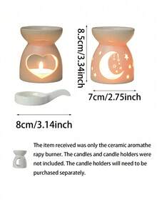 1 Stück Ramadan Keramik Aromalampe, Cut Out Mond- & Sternform, integrierte Lichtquelle mit warmem Glühen, geeignet zum Platzieren von duftenden Wachsen/Ölen, ideal für Iftar-Zeremonie, Familienessen-Atmosphäre und entspannende Ramadan-Abende zuhause - Verschiedenfarbig - Übersicht 10