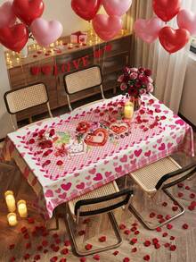 这款情人节桌布采用爱心和礼盒图案，由涤纶面料制成，是一款浪漫甜蜜的长方形桌布，饰有鲜艳的爱心和礼盒印花。它防污防皱，是情人节派对、情侣浪漫晚餐或居家用餐装饰的理想之选。 - 彩色 - 查看 15