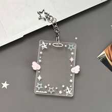 可爱星翼亚克力卡套 - 可爱透明证件卡套带钥匙扣 | 学生、办公及日常装饰卡套 - 彩色 - 查看 10