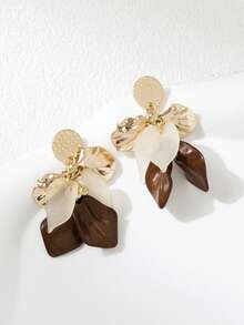 1 Pair Acrylic Alloy Fashion Pendant Earrings For Women - Brown - View 4