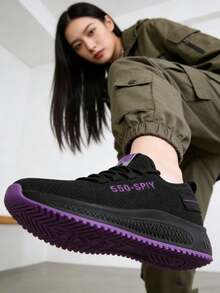 Zapatillas planas informales para caminar, ligeras y cómodas, zapatos de  para el trabajo - Morado - Ver 3