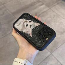 Cat Pattern Phone Case, Decorative Protection For Phone, Compatible Phone Accessories For IPhone 16 15 14 13 12 11 Pro Max XS XR - Black - View 4