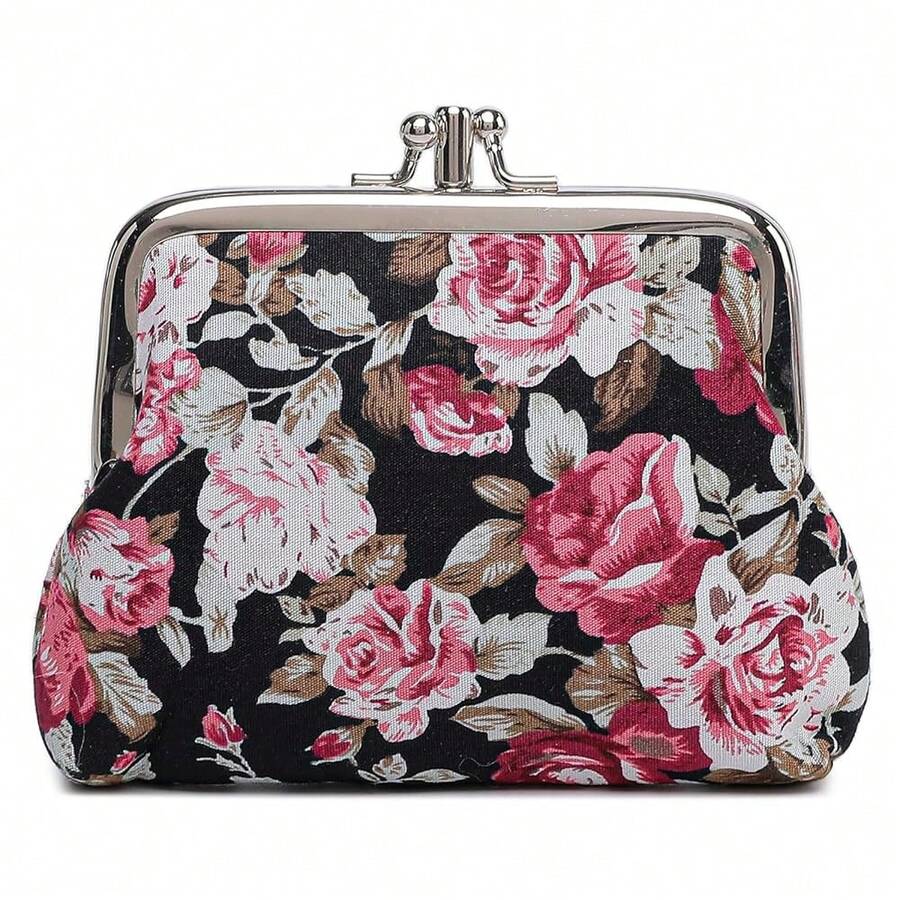 Cute Floral Buckle Coin Purses Vintage Pouch Kiss-Lock Change Purse Wallets… - 09 - View 1