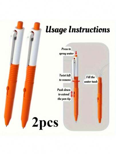 Funny Water Gun Pen - Prank Small Tool, Secretly Transforms Into Water Gun After Spraying Water, PVC Novelty Toy (Red/Orange/White) Suitable For Pranks And Parties - Portable Water Gun