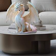 1pc Rainbow Blue-Eyed Dragon Sculpture, 5.91 Inch Acrylic Dreamlike Desktop Decor - Realistic Design, Colorful Scales, Suitable For Home, Office And Outdoor Spaces, Perfect Valentine's Day Gift - Multicolor - View 3