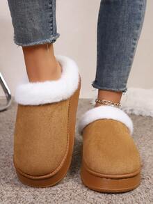 女士时尚简约奢华纯色套脚毛绒拖鞋，秋冬季保暖内里加厚鞋底，室内外皆宜，柔软舒适，毛绒保暖鞋，适合闺蜜节、狗狗主题、嘉年华、派对装饰、鞋子、春夏精选、伴娘礼物、房间装饰、卧室装饰、海滩、旅行、男士、女士、度假、妇女节、旅行必备、婚礼回礼、Y2K、卧室、汽车配件、厨房装饰、可爱小物、母亲节礼物、卧室装饰、花园、厨房装饰、夏季、海滩、旅行必备、房间装饰、软萌、毕业季等场合。 - 棕色 - 查看 3
