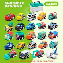 6-24pcs Children's Construction Vehicle Toy Set, Friction Powered Push & Pull Mini Interactive Toy Cars, With Storage Box, Suitable For Boys & Girls 3+ Years Old, Perfect Birthday & Holiday Gift - Multicolor - View 15