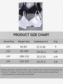 2pcs/Set Girls' Seamless Wireless Sports Bra, Comfortable Letter Pattern - Black - View 6