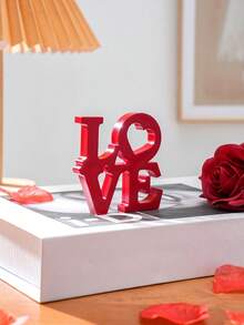 1 Stück minimalistischer roter zweischichtiger LOVE Buchstaben Dekor, dekorativer Tischaufsteller für Innenräume, geeignet für Valentinstag, Hochzeitstag - Rot - Übersicht 5