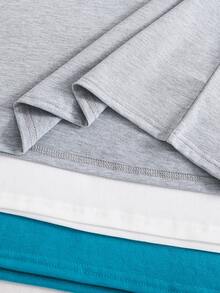 3件套休闲纯色圆领短袖百搭T恤，适合青少年男孩，舒适轻便，夏季穿着 - 彩色 - 查看 6