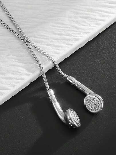 1 chiếc mặt dây chuyền tai nghe thời trang mới, sáng tạo, đơn giản, tinh tế, sang trọng, đa năng, phù hợp đeo hàng ngày.